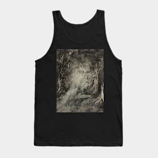 Black and white monochromatic forest painting design. Tank Top